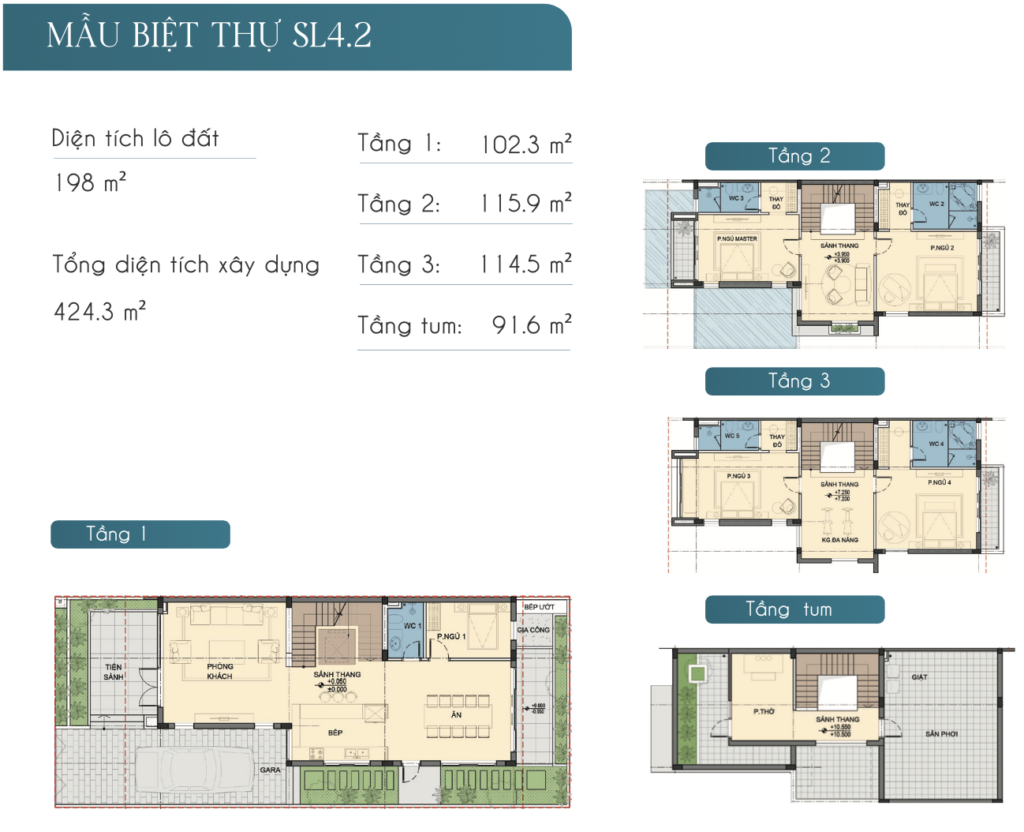 Mặt bằng biệt thự AN Quý Villas